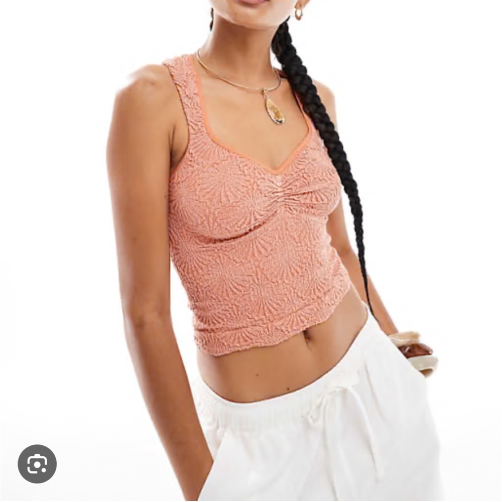 Textured Peach Cropped Tank Top- Free People Intimately